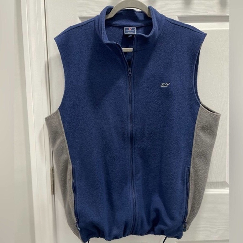 VINEYARD VINES Men's Fleece Golf Vest Size Large Blue and Gray